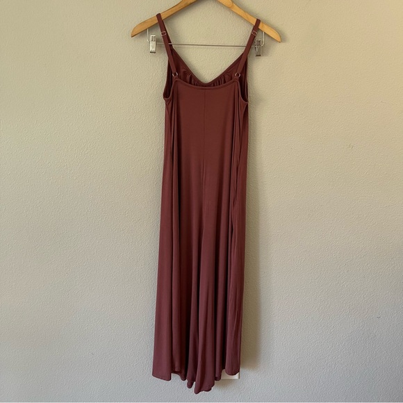 Agnes & Dora Gathered V-Neck Jumpsuit Stretch Jersey Knit Wide Leg Size XXS - Picture 2 of 7